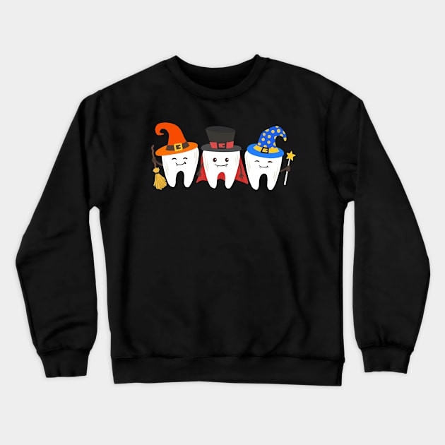 Dentist Halloween Teeth Dental Crewneck Sweatshirt by KAWAIITEE